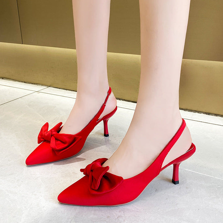 Damen elegante Slingback-Pumps mit modischem Schleifen-Detail und komfortablem Blockabsatz Drune