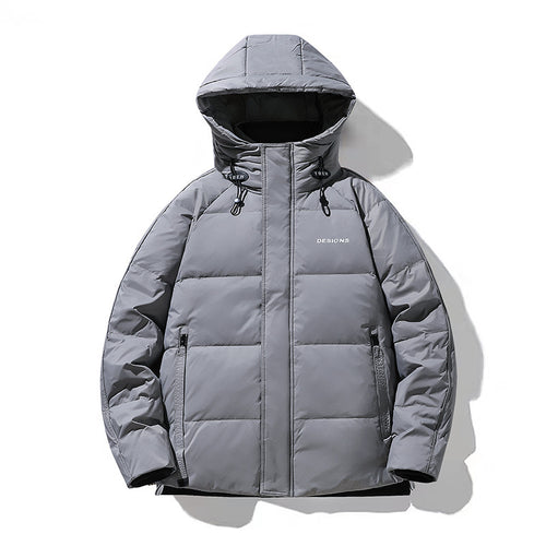 Herren Wattierte Kapuzenjacke mit Thermoisolierung und Stehkragen Drune