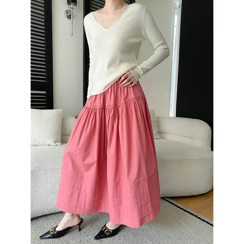 Damen eleganter Midirock mit voluminösem Design und bequemem Taillenzug Drune