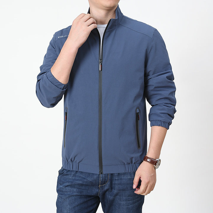 Herren Leichte Softshell-Windjacke mit Stehkragen wasserabweisenden Reißverschlüssen und Mesh-Innenfutter Drune