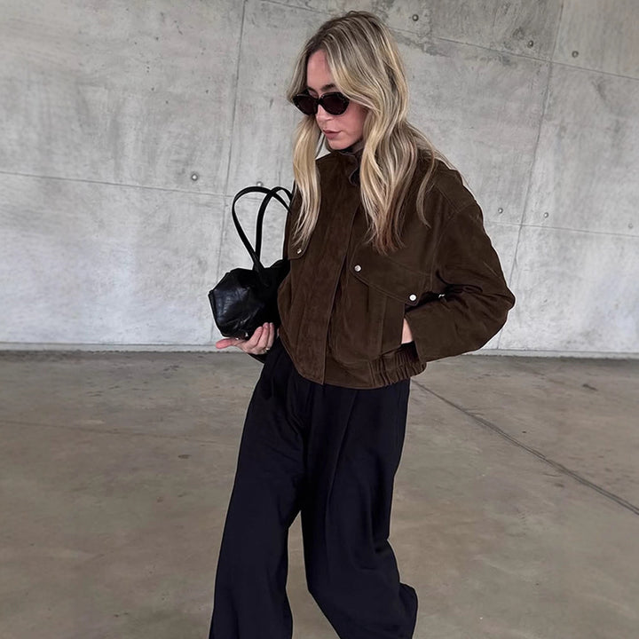 Damen Kunstlederjacke mit strukturiertem Schnitt und praktischen Taschen Drune