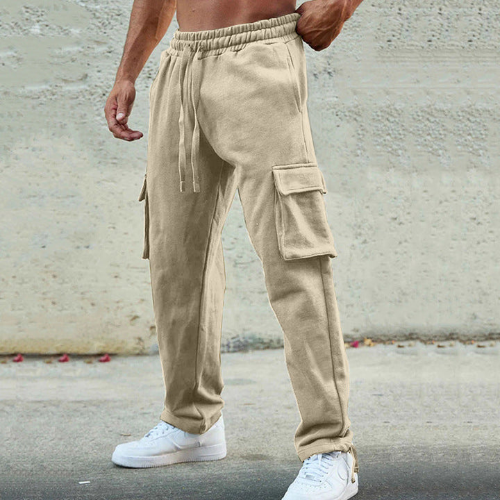 Herren entspannte Cargo-Hose mit praktischem Taschen-Design und elastischem Bund Drune