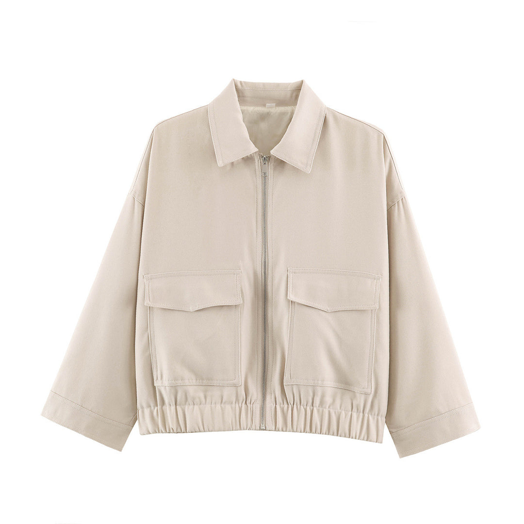 Damen Boxy Kurzblouson mit aufgesetzten Pattentaschen und Gummizugsaum Drune