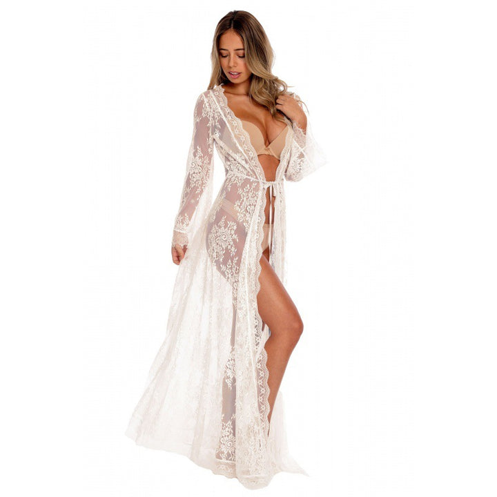 Damen Spitzenkimono mit zauberhaften floralen Applikationen und eleganten Halblangen Ärmeln Drune