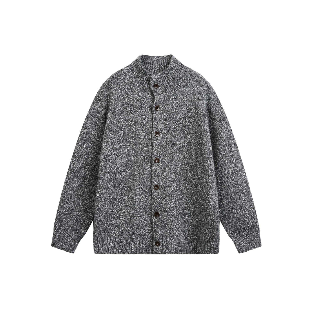 Damen Oversize-Strickjacke mit hochgezogenem Rippkragen und Holzknopfverschluss Drune