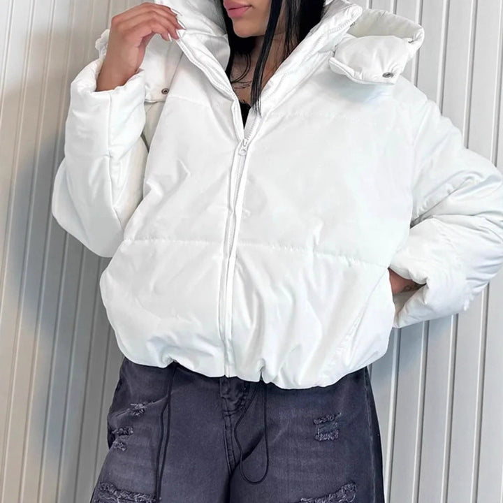 Steppjacke Damen modisch mit abnehmbarer Kapuze und Taschen