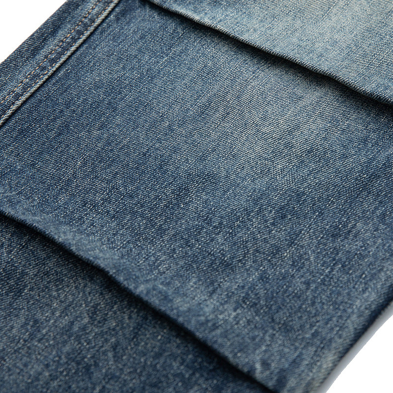 Damen Weite Cropped-Jeans mit hohem Bund, gesteppten Knie-Panels und Kordelzugbund Drune