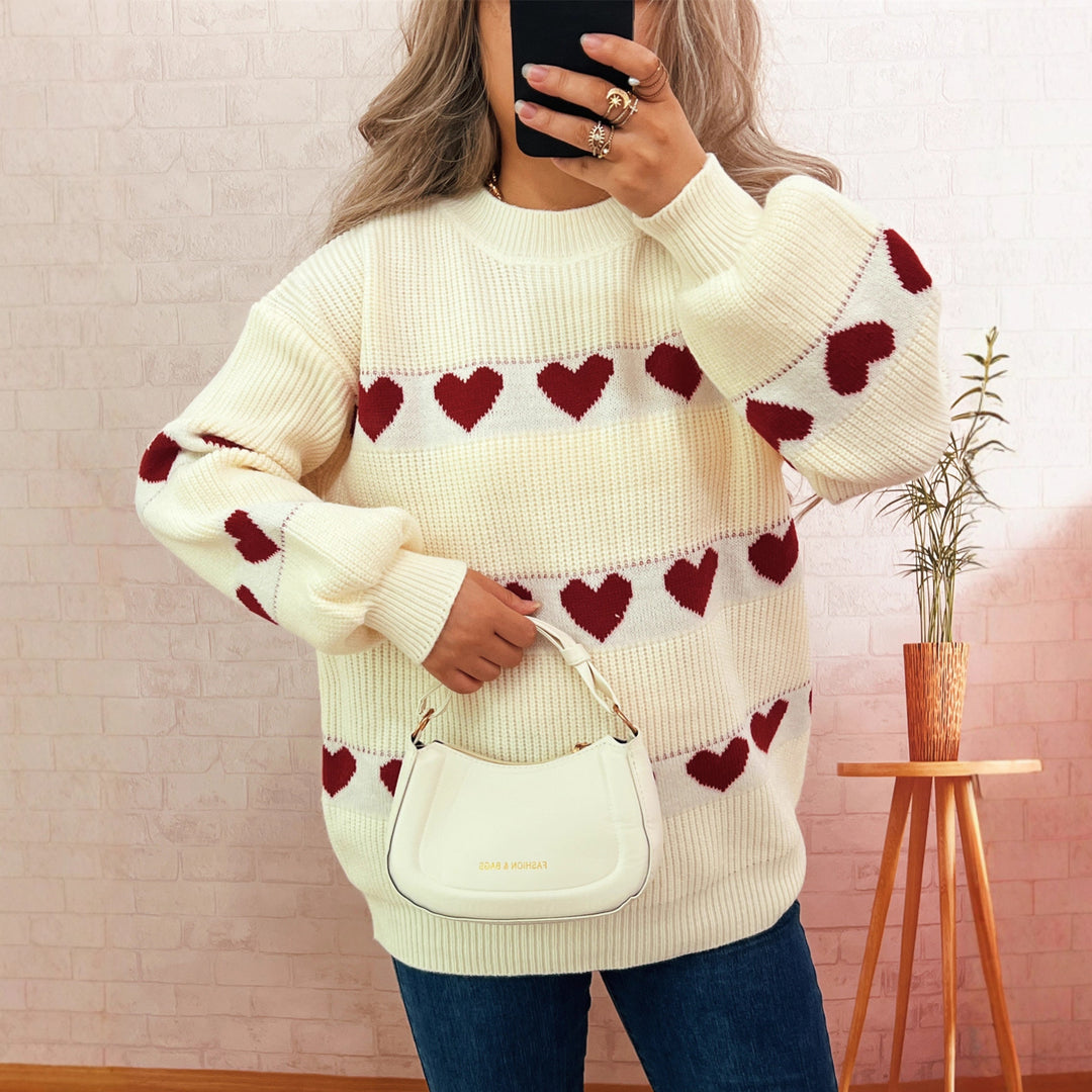Damen Pullover mit Herzmuster Drune
