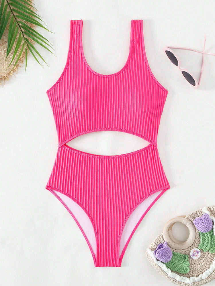 Damen Einteiler Badeanzug mit modernem Cut-Out und strukturiertem Design Drune