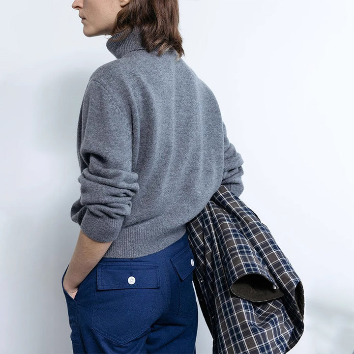 Damen Langarm-Pullover mit hohem Kragen Drune