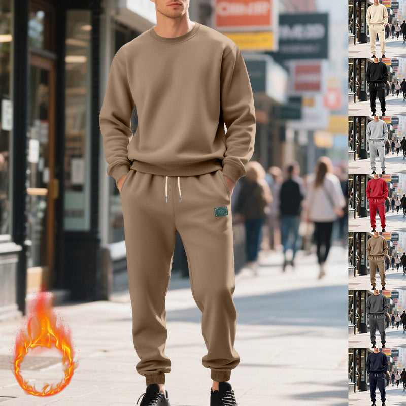 Herren lässiger Sweat-Anzug mit elastischem Bund und Kängurutaschen Drune
