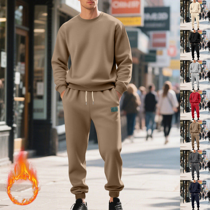 Herren lässiger Sweat-Anzug mit elastischem Bund und Kängurutaschen Drune