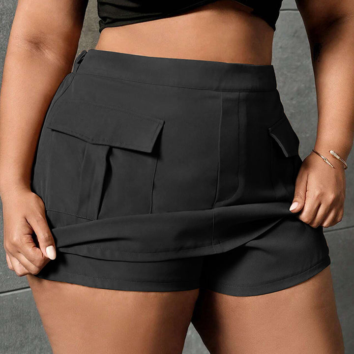 Damen modischer Minirock mit praktischen Fronttaschen und elastischem Bund Drune