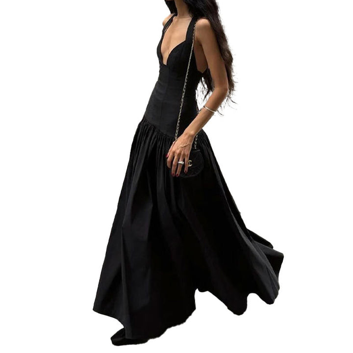 Damen Abendkleid mit elegantem V-Ausschnitt und aufwendigem Rock Drune