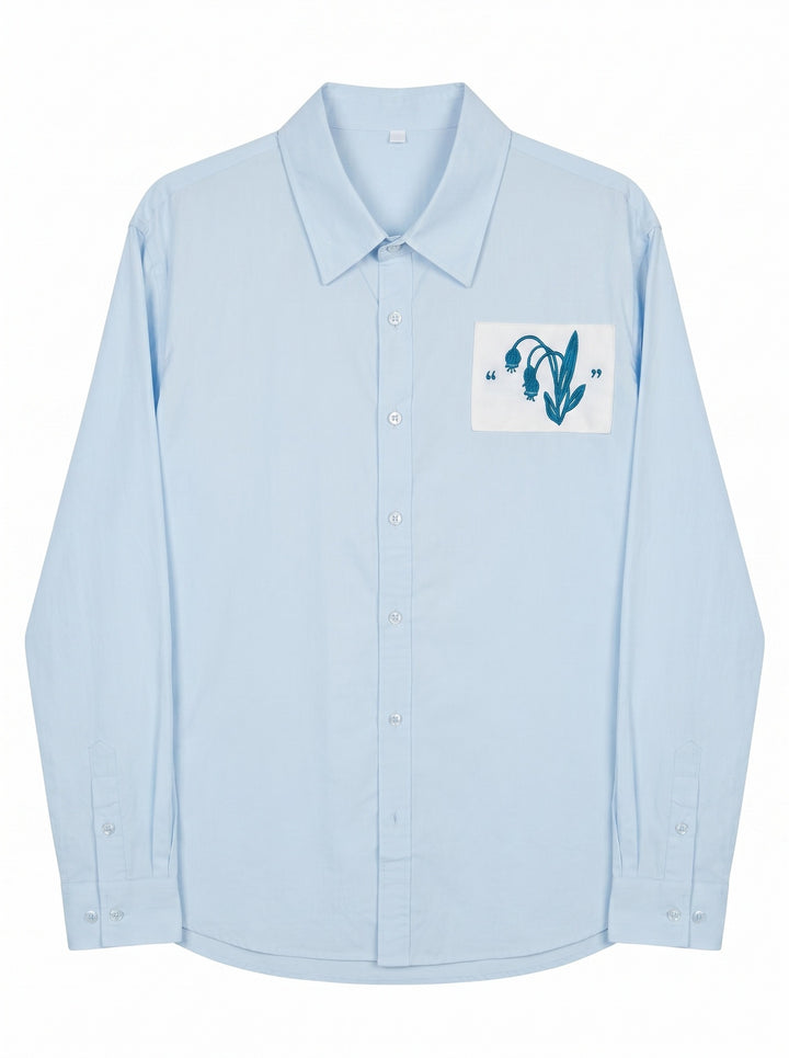 Herren Oversized Hemd mit gestickter Brustpatch und Kentkragen Drune