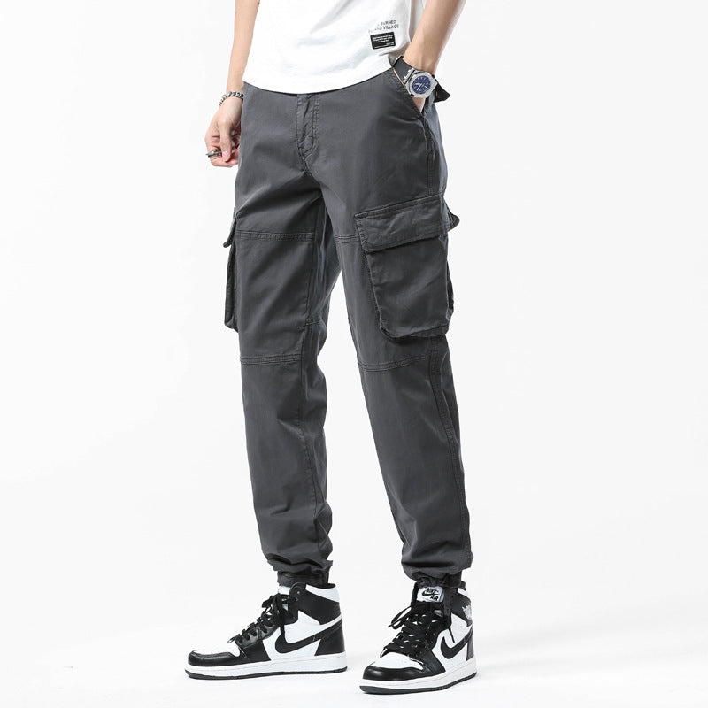 Herren Cargo-Joggerhose mit Kniepasse, elastischem Knöchelsaum und Großvolumigen Klappentaschen Drune