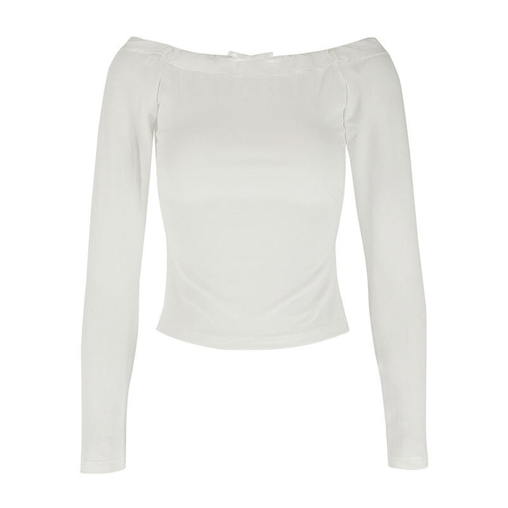 Damen Off-Shoulder Langarmoberteil mit zartem Rüschenbesatz Drune