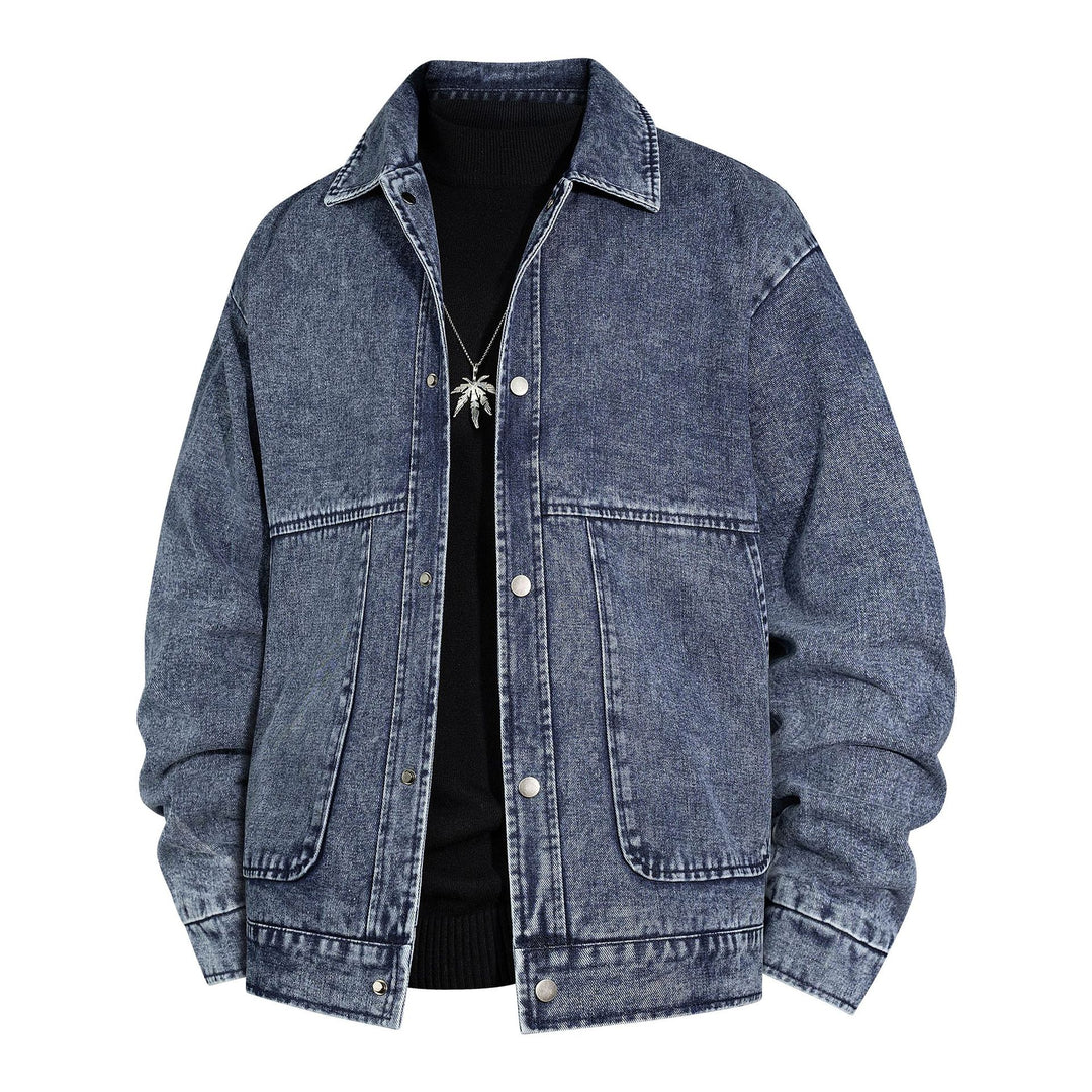Herren Oversized Jeansjacke mit Stonewash-Effekt und aufgesetzten Taschen Drune
