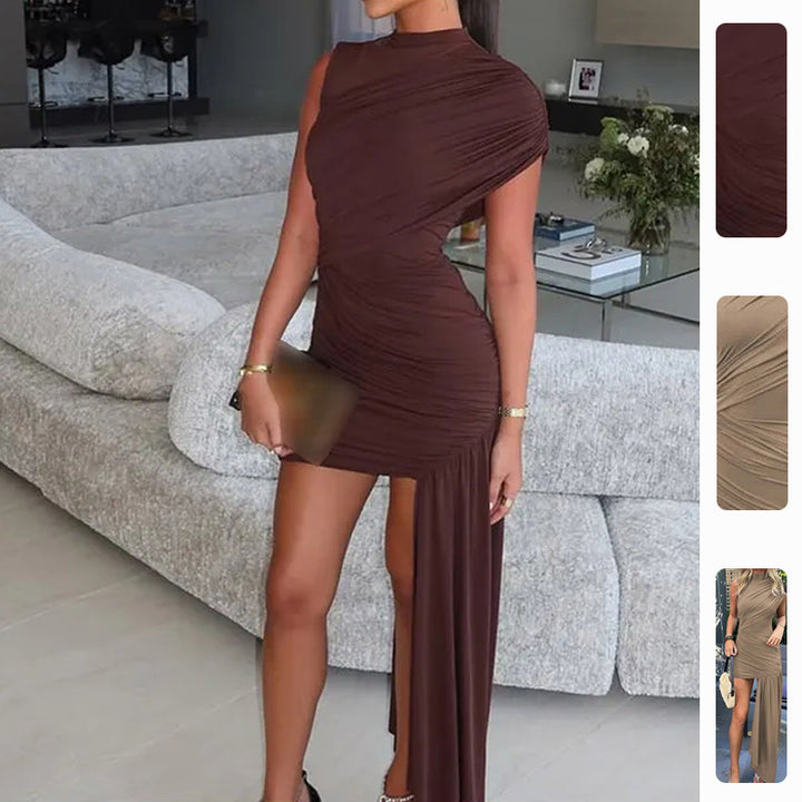 Damen Asymmetrisches Cocktailkleid mit Drapierung Drune