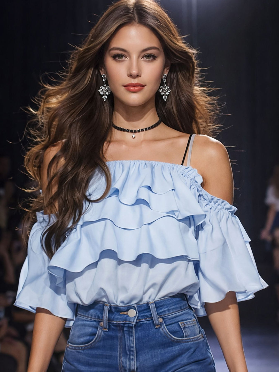 Damen Bluse mit Volants Drune