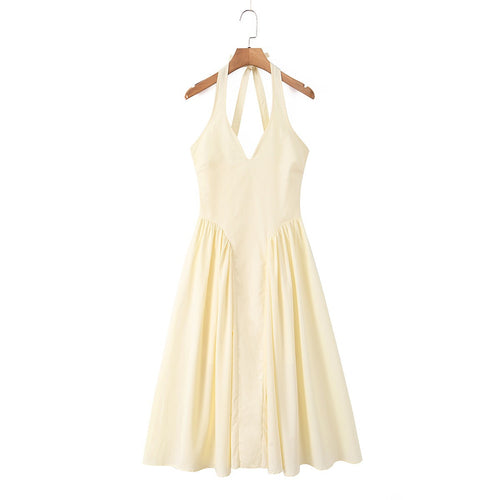 Damen Maxi-Kleid mit elegantem V-Ausschnitt und raffinierten Falten Drune