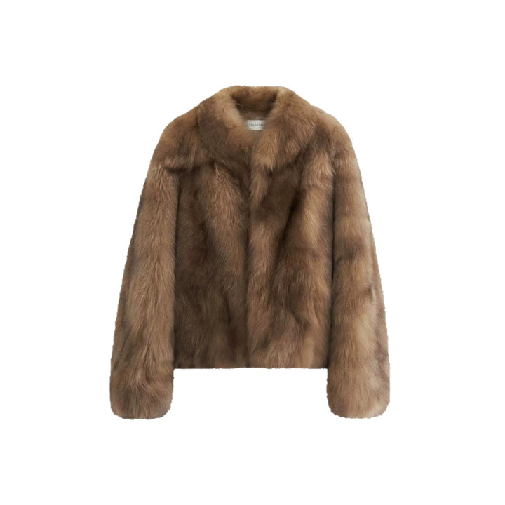 Damen Kurzmantel aus hochflorigem Kunstpelz mit tailliertem Boxy-Schnitt und voluminösem Schalkragen Drune