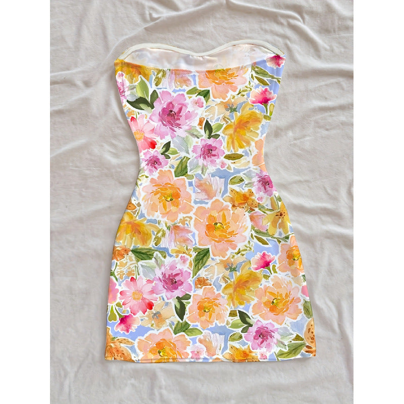 Damen Sommerliches Maxikleid mit floralem Motiv und figurbetonter Silhouette Drune