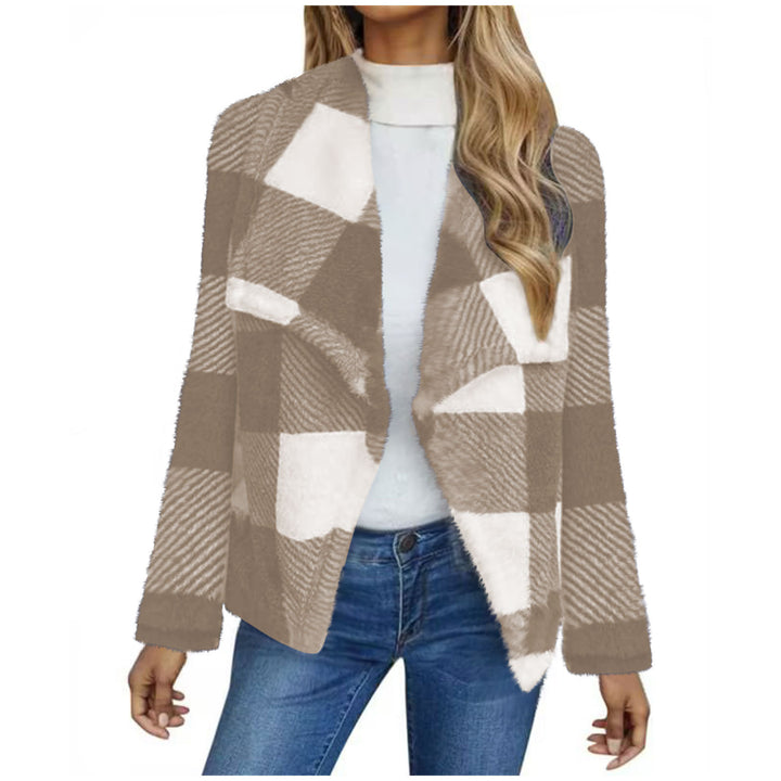 Damen Kuschelige Jacke im karierter Design Drune