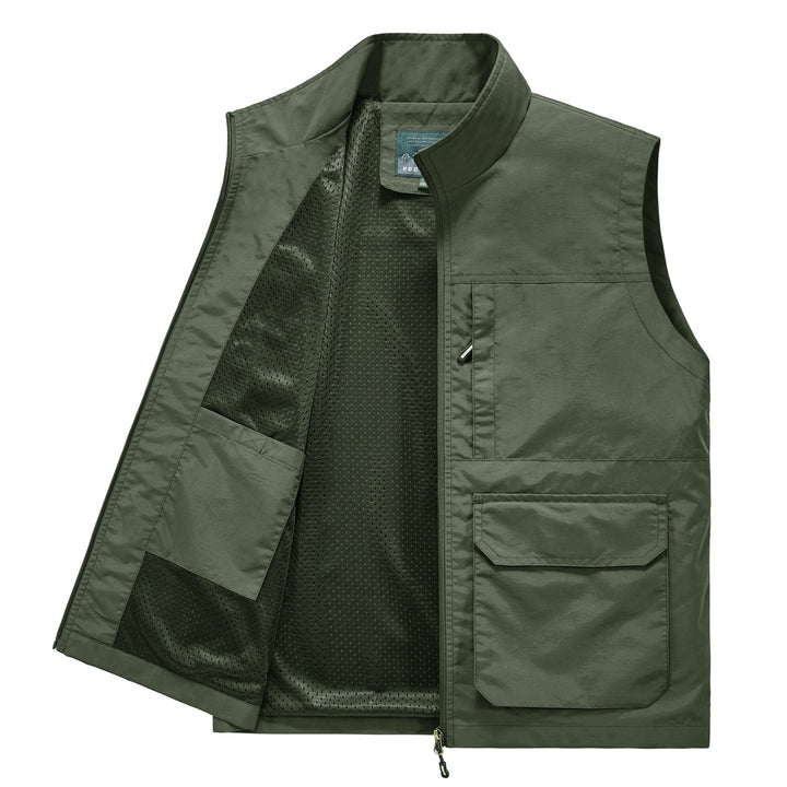 Herren Multifunktionale Utility‑Weste mit Mesh‑Futter, Reißverschluss & Mehrfachtaschen Drune
