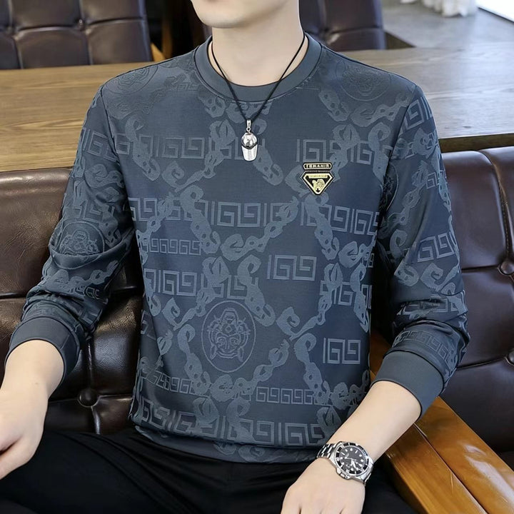 Herren Luxuriöses Langarmshirt mit strukturiertem Design Drune
