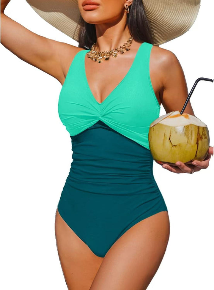 Damen Eleganter Einteiler Badeanzug mit modischem Twist Drune