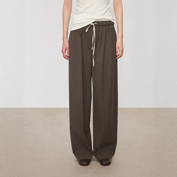 Damen weite Stoffhose mit elastischem Bund und praktischen Taschen Drune