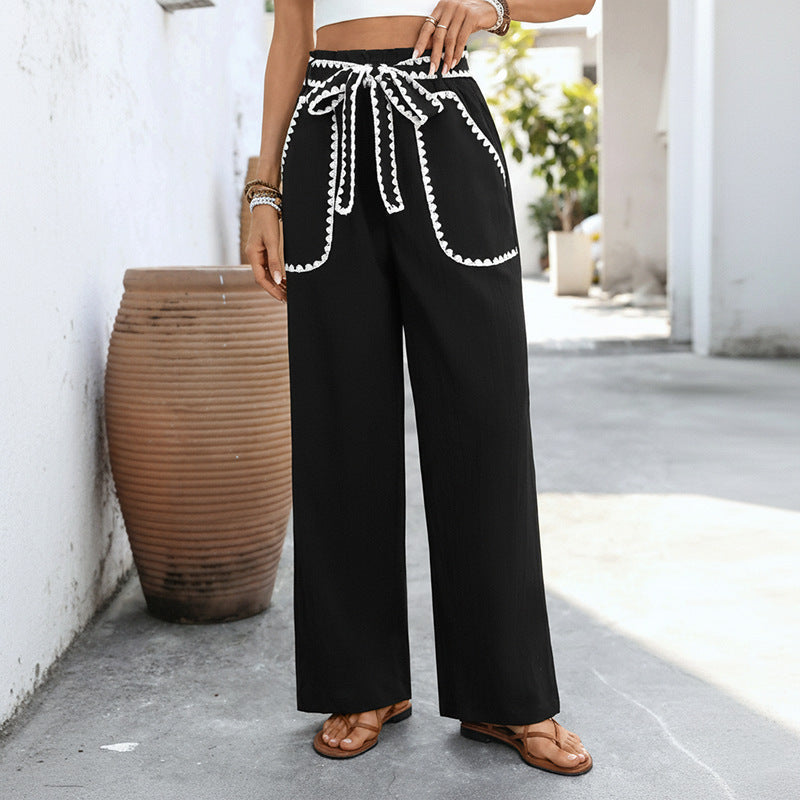 Damen Elegante Hochtaillierte Palazzo-Hose Drune