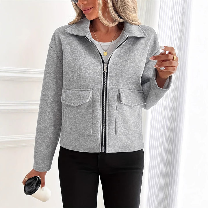 Damen Modische Fleecejacke mit Reißverschluss