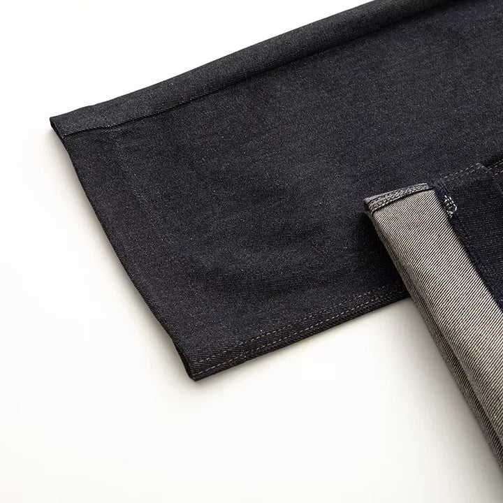 Damen nan hochgeschnittene weite Stoffhose mit geradem Bein, Gürtelschlaufen und dezentem Bunddetail Drune