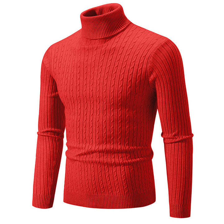 Herren nan Rollkragenpullover mit Zopfstrick und schlanker Passform Drune