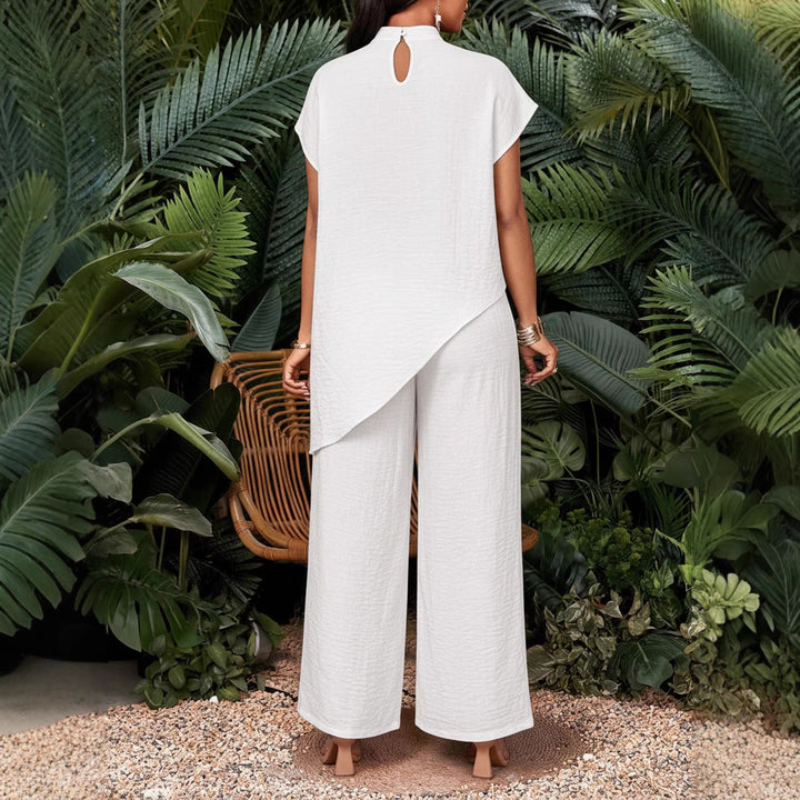 Damen Zweiteiliges Set mit asymmetrischer Tunika und weiten Palazzo-Hosen Drune