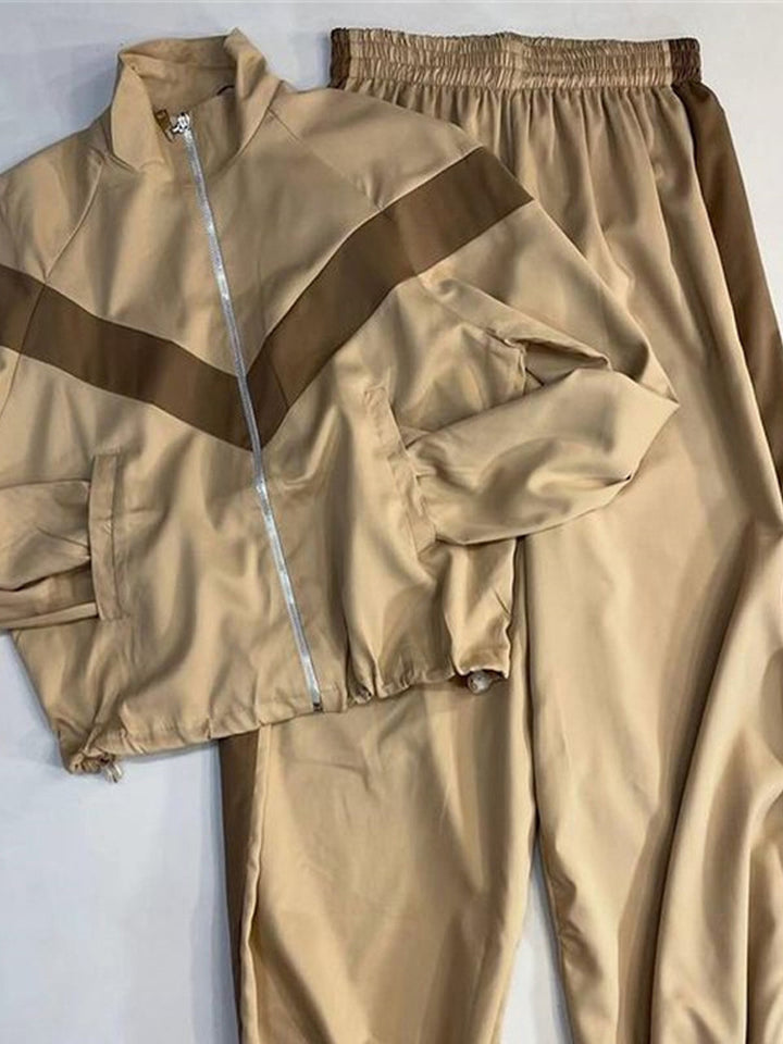 Damen Retro-Trainingsanzug mit Reißverschlussjacke und elastischer Bundhose Drune