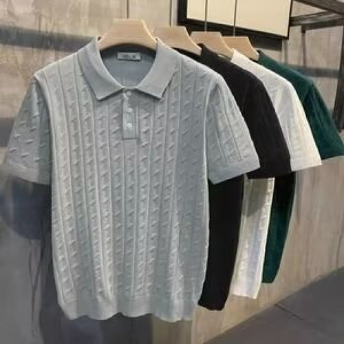 Herren Elegantes Kurzarm-Polohemd mit strukturiertem Design Drune