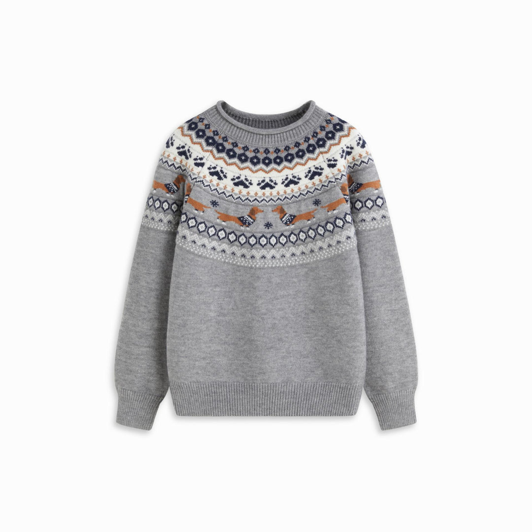 Damen Gemusterter Pullover mit Rundhalsausschnitt Drune