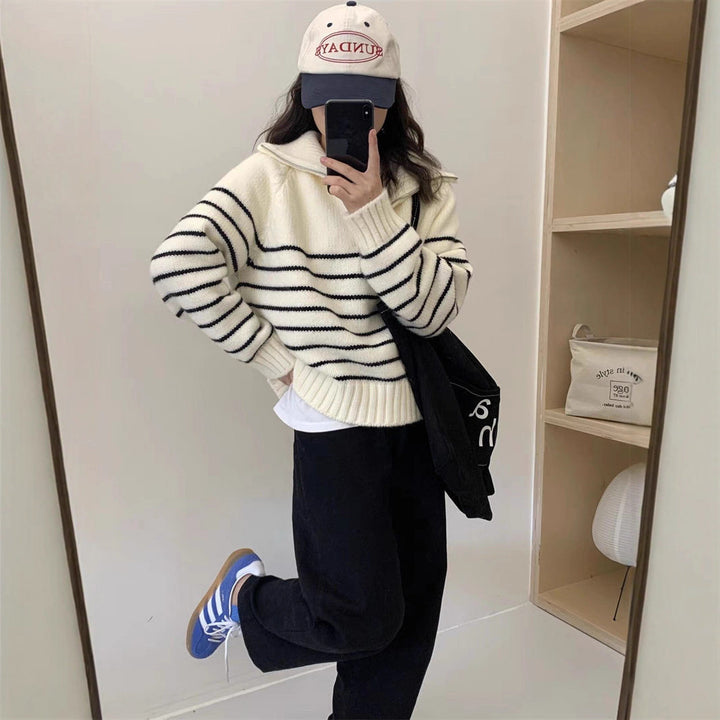 Damen Gemusterter Oversized Pullover Drune