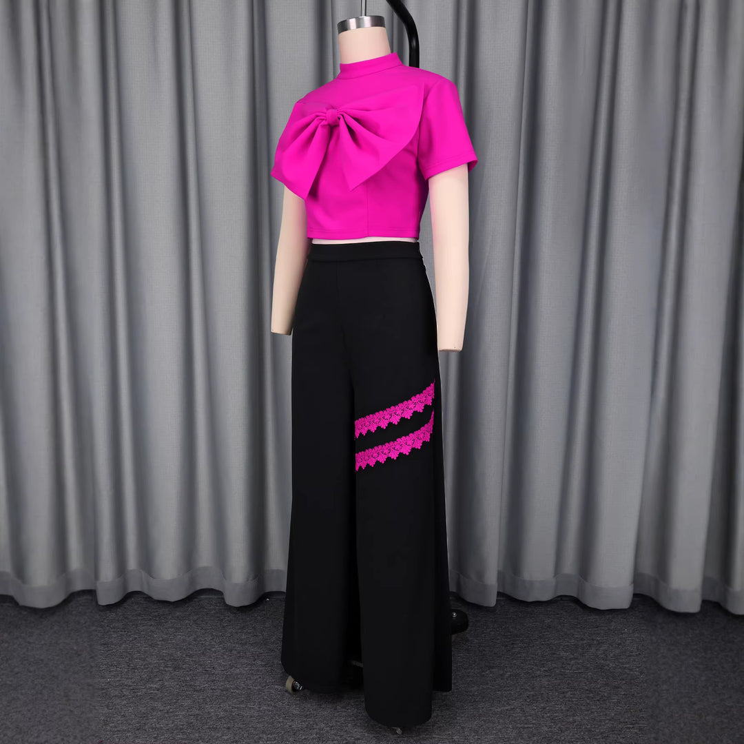 Damen Modische kurzärmlige Bluse mit dekorativem Schleifen-Detail Drune