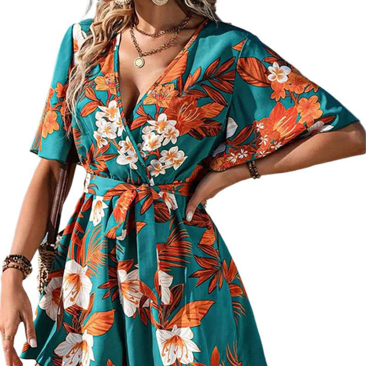 Damen Jumpsuit mit floralem Design und weiten Ärmeln Drune