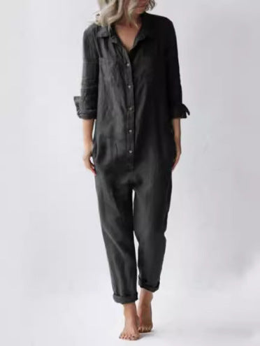 Drune | Damen Utility Jumpsuit mit Langen Ärmeln und Taschen