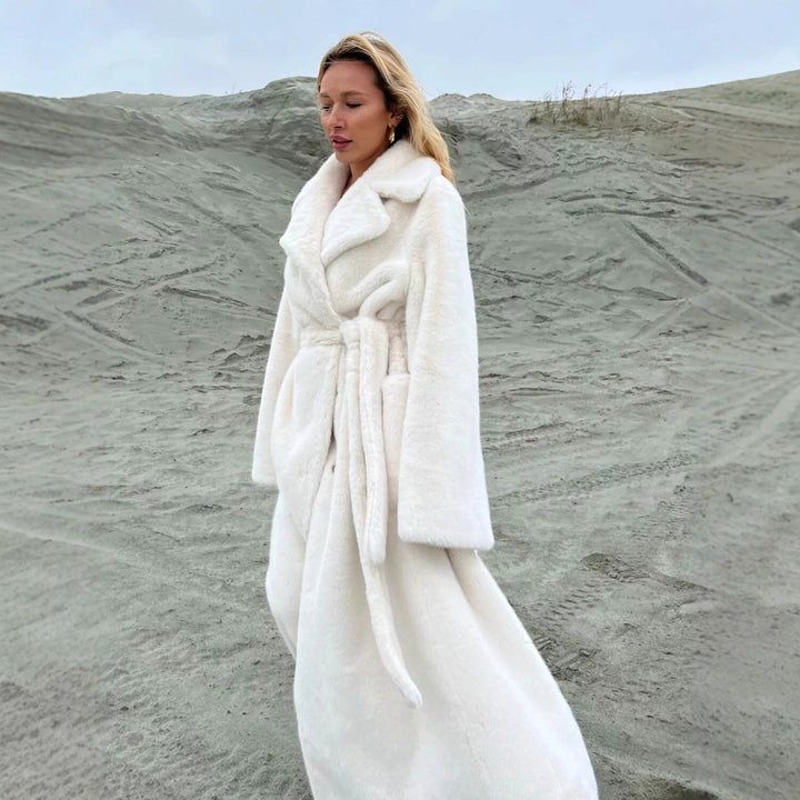 Damen Eleganter, gefütterter Wintermantel mit breitem Revers Drune