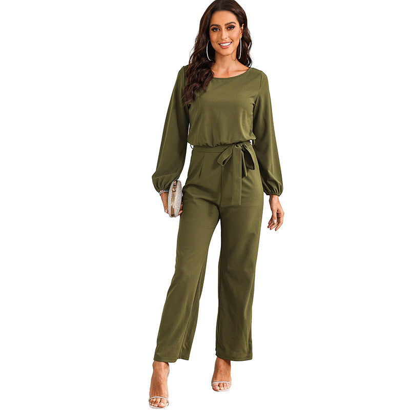 Damen eleganter Jumpsuit mit eleganten Ärmeln und tailliertem Schnitt Drune