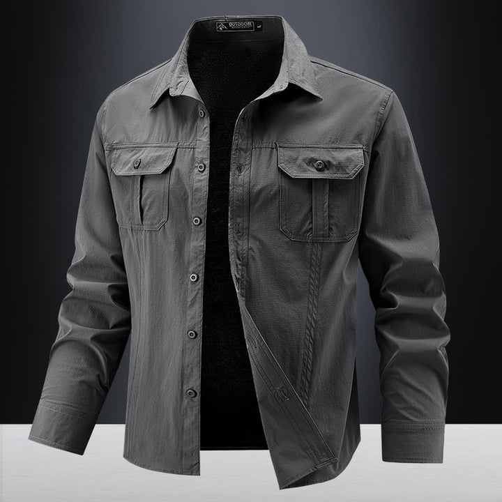 Herren Lässige Hemdjacke mit Brusttaschen Drune