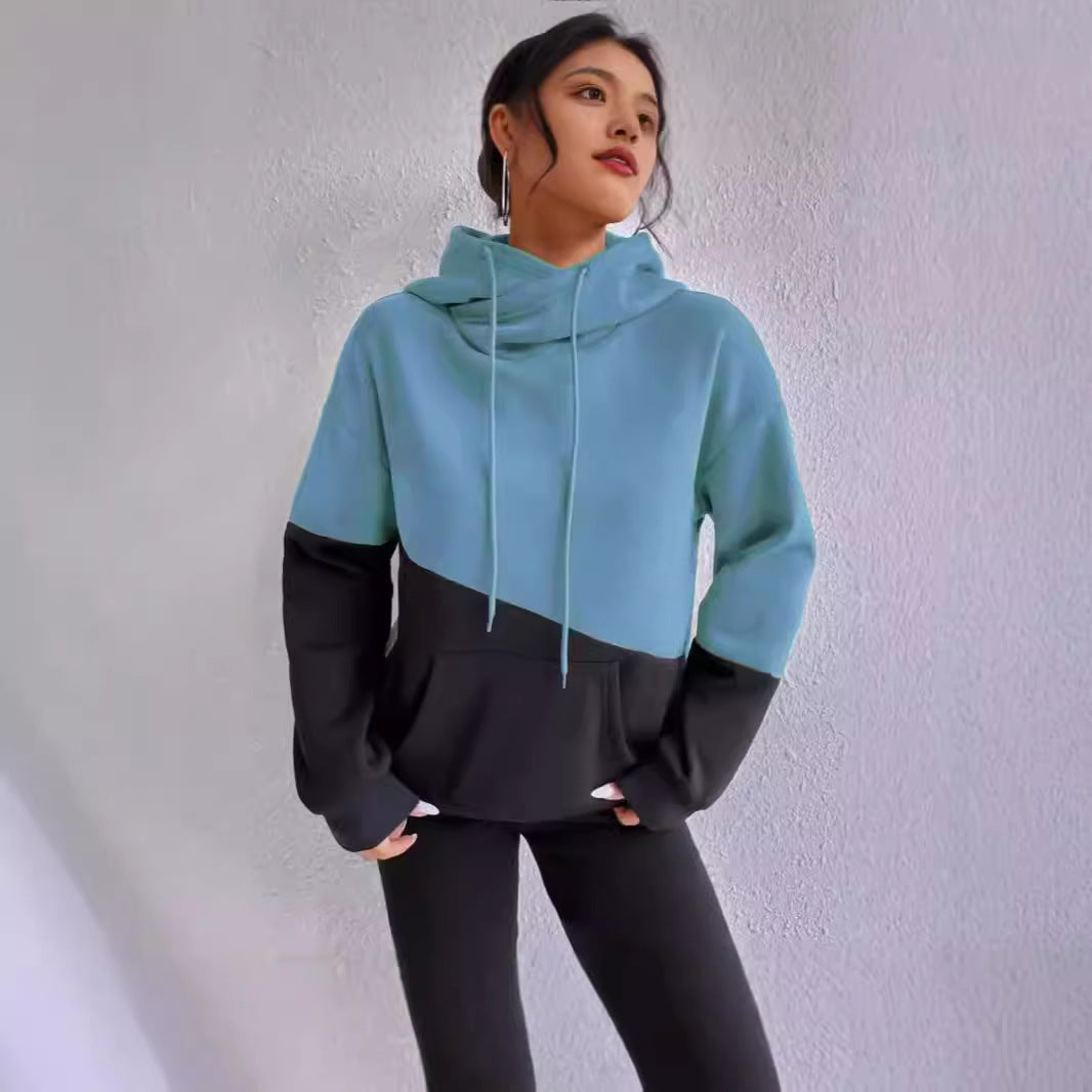 Damen lässiger Kapuzenpullover mit Farbblock-Design Drune