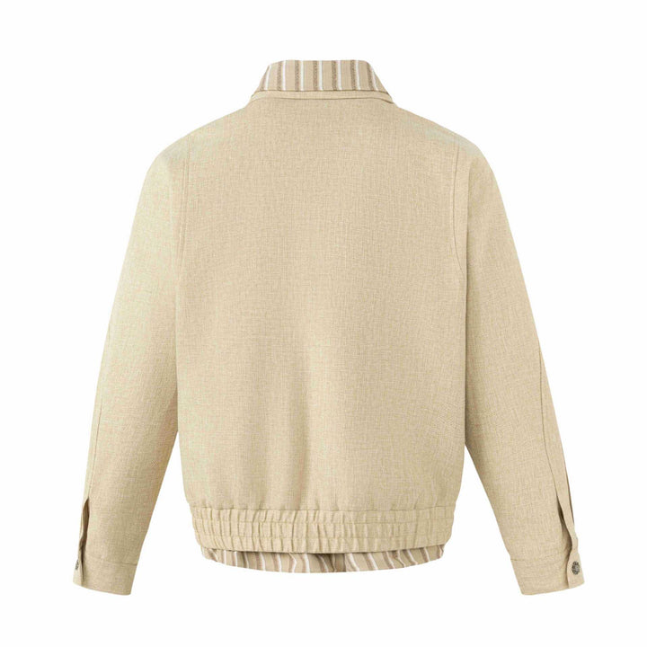 Damen Leichte Boxy‑Blousonjacke aus Leinenoptik mit gestreiftem Innenkragen Drune