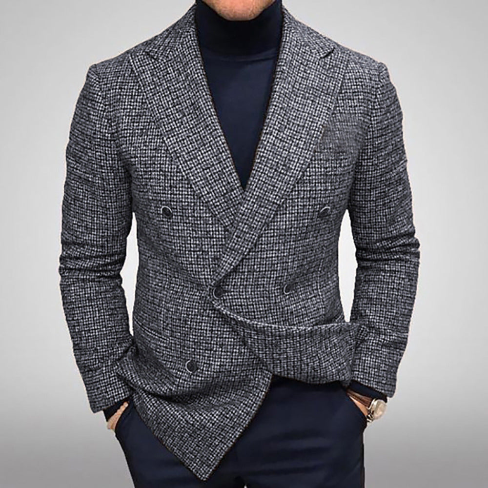 Herren zweireihiger Blazer aus hochwertigem Stoff mit modernen Details Drune